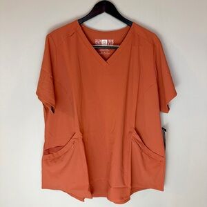 NEW WonderWink RENEW Women's 6134 V-Neck Scrub Top Clay Color True Plus Fit 1X